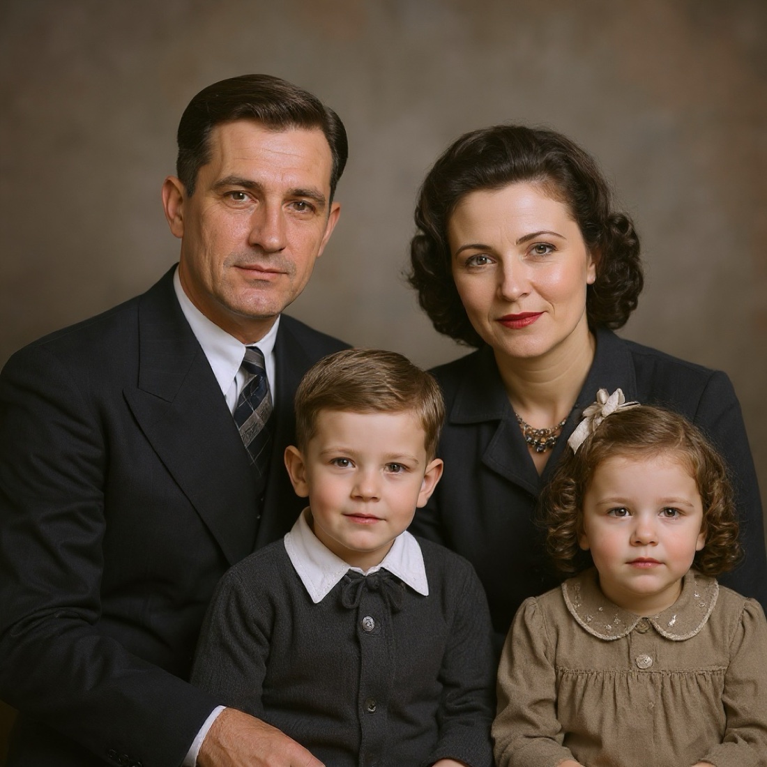 Family portrait after AI photo restoration